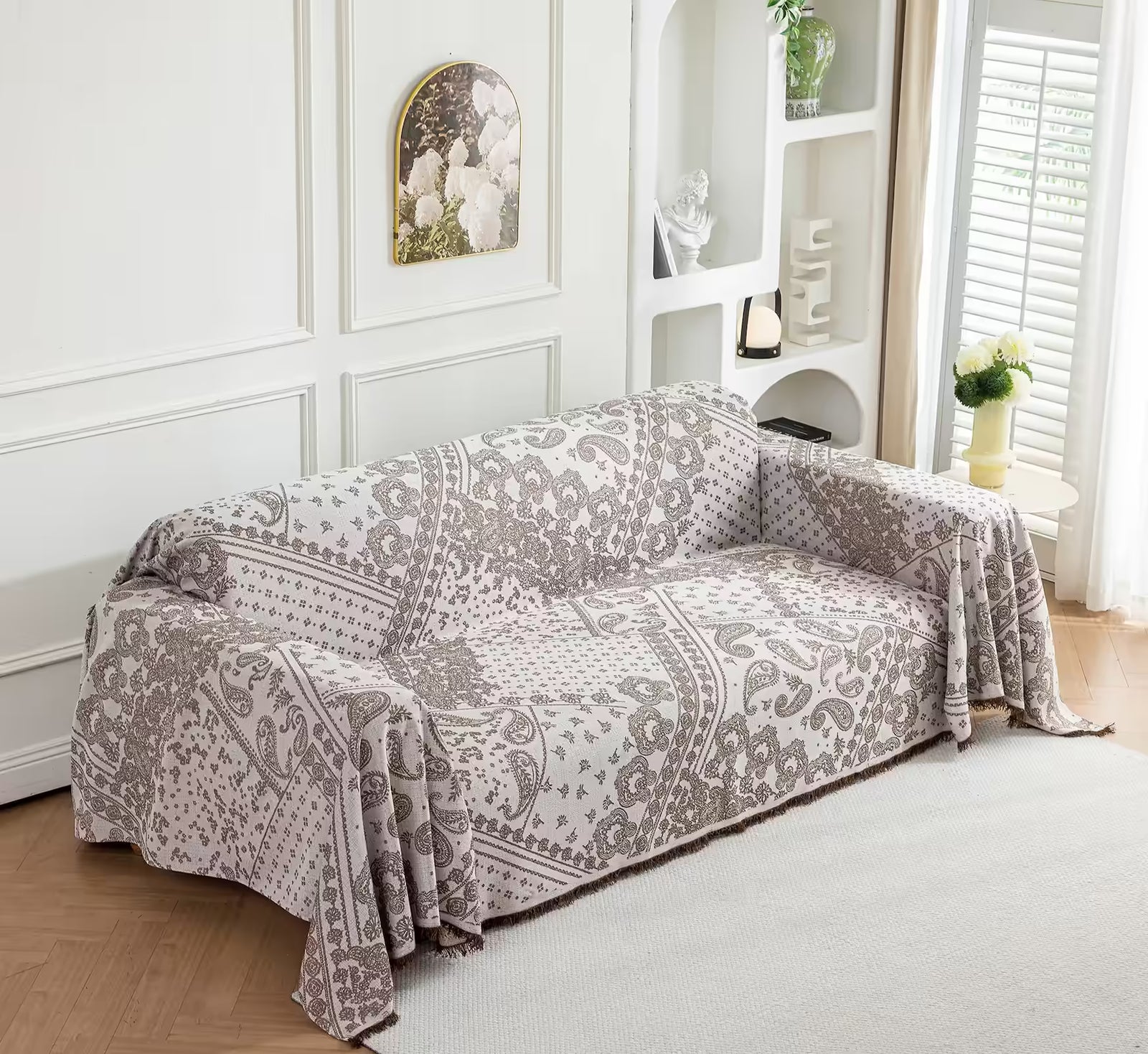 Paisley Faux Linen Pet Sofa Cover