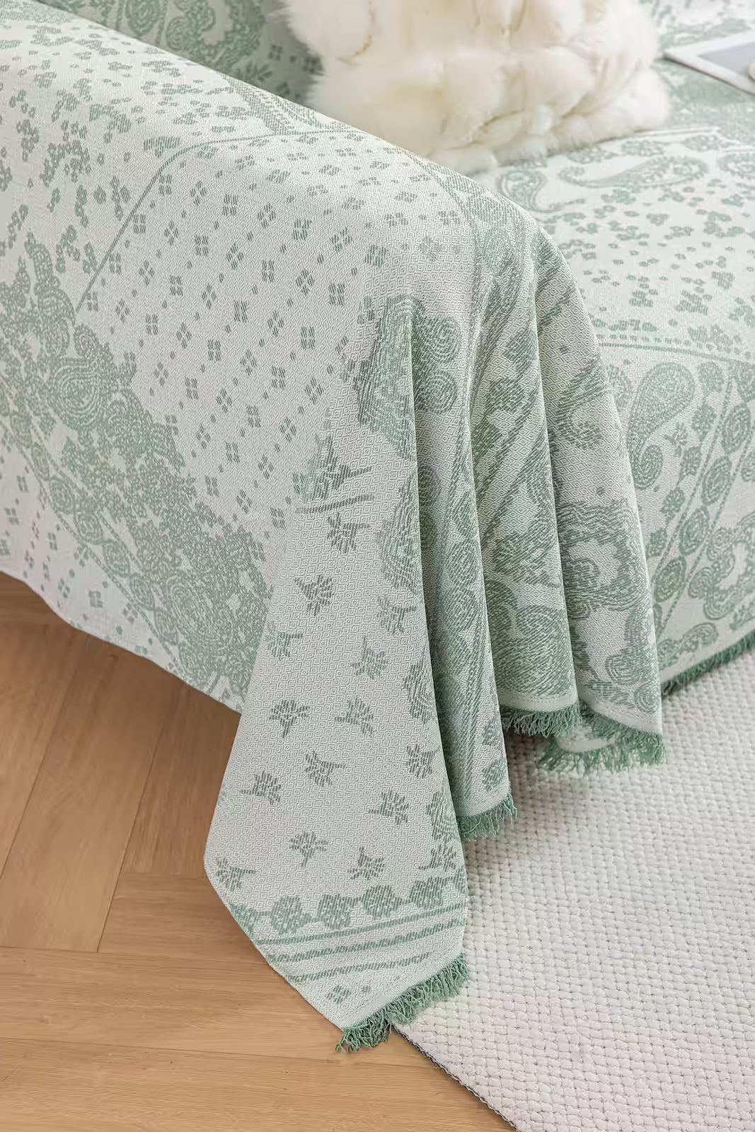 Paisley Faux Linen Pet Sofa Cover