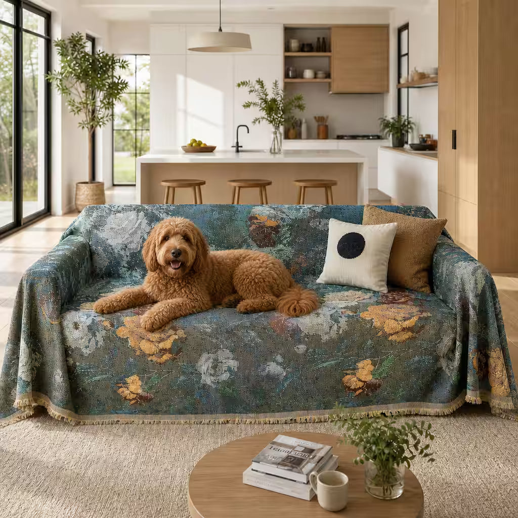 Floral Oil-Painting Pet Sofa Cover
