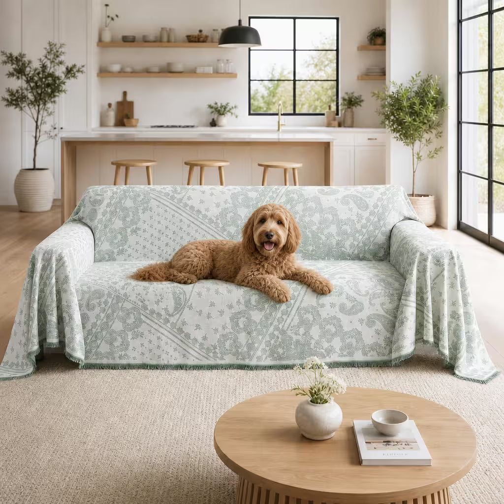 Paisley Faux Linen Pet Sofa Cover