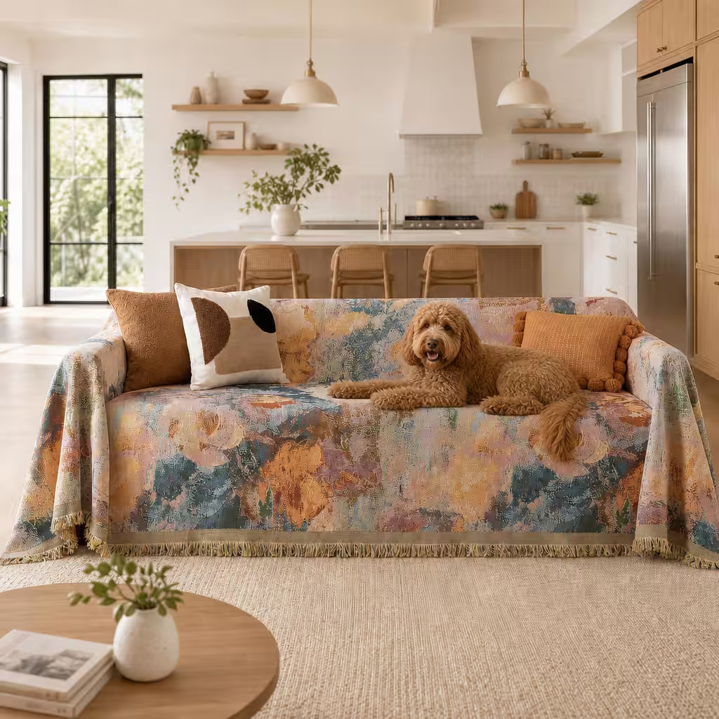 Floral Oil-Painting Pet Sofa Cover
