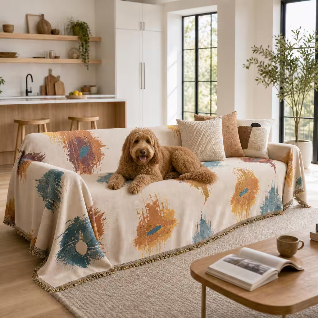 Floral Oil-Painting Pet Sofa Cover