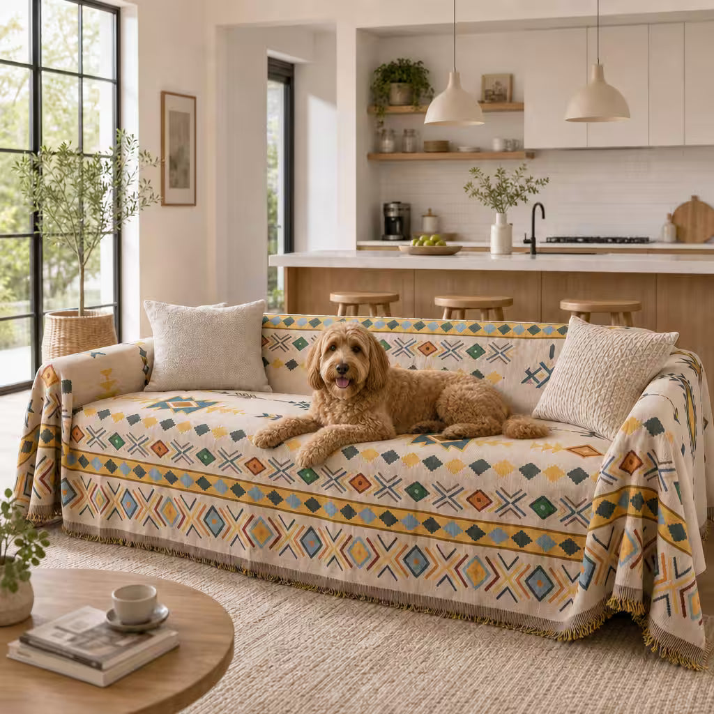 Floral Oil-Painting Pet Sofa Cover