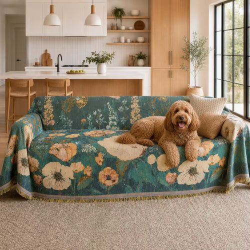 Floral Oil-Painting Pet Sofa Cover