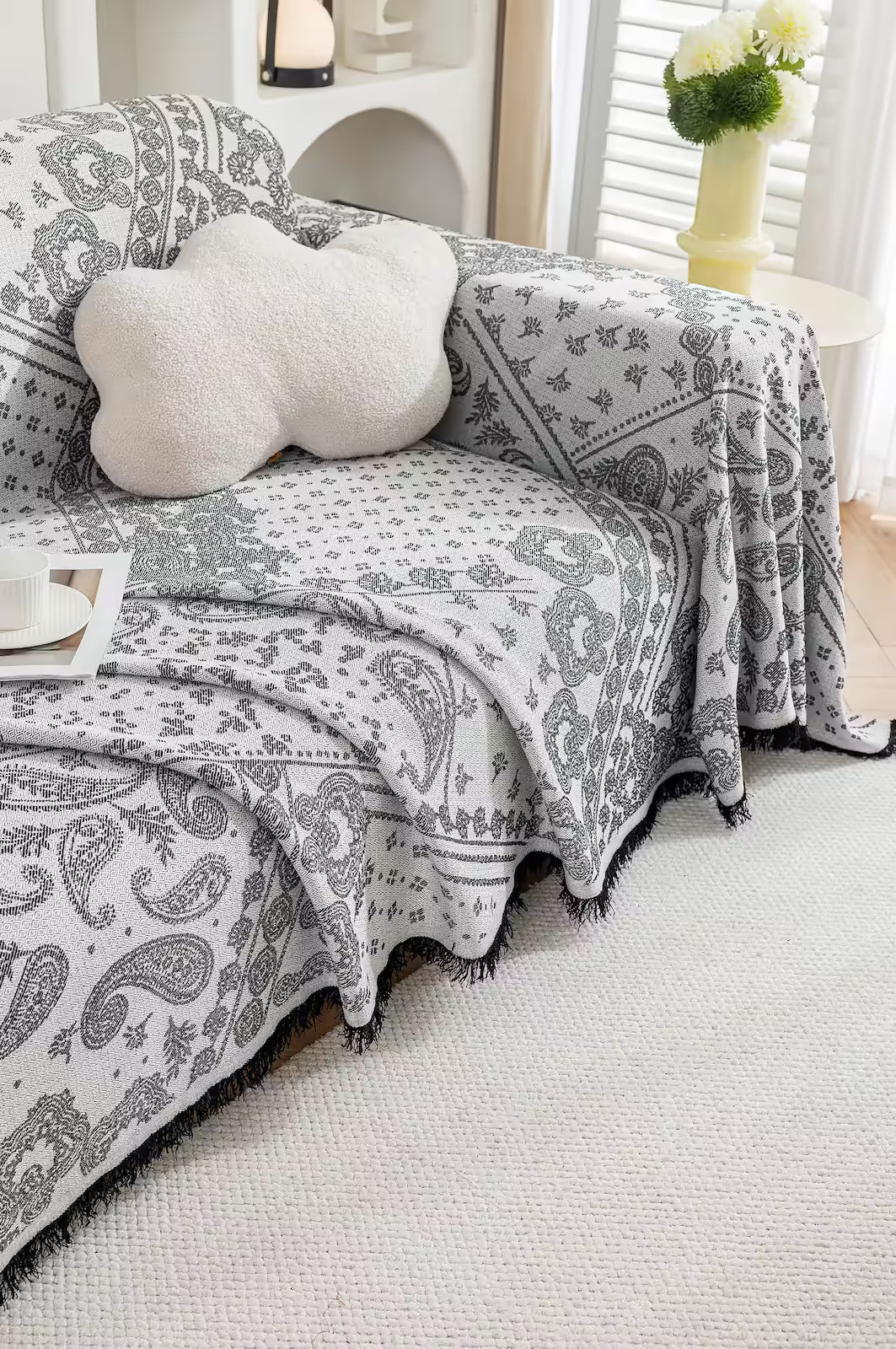 Paisley Faux Linen Pet Sofa Cover