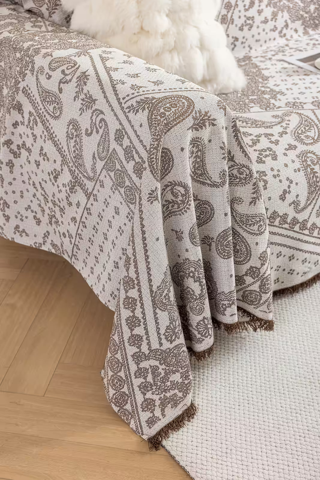 Paisley Faux Linen Pet Sofa Cover