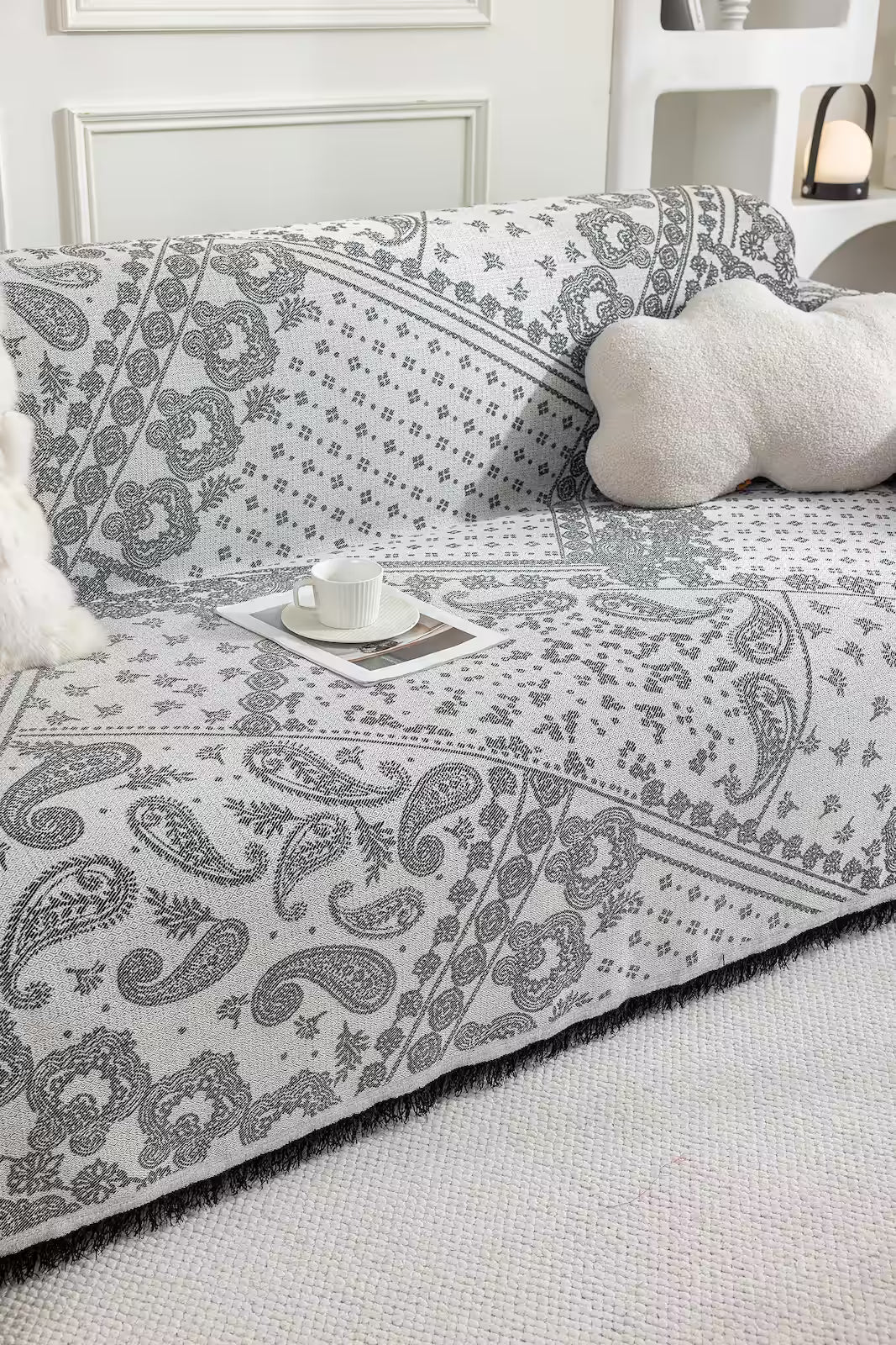 Paisley Faux Linen Pet Sofa Cover