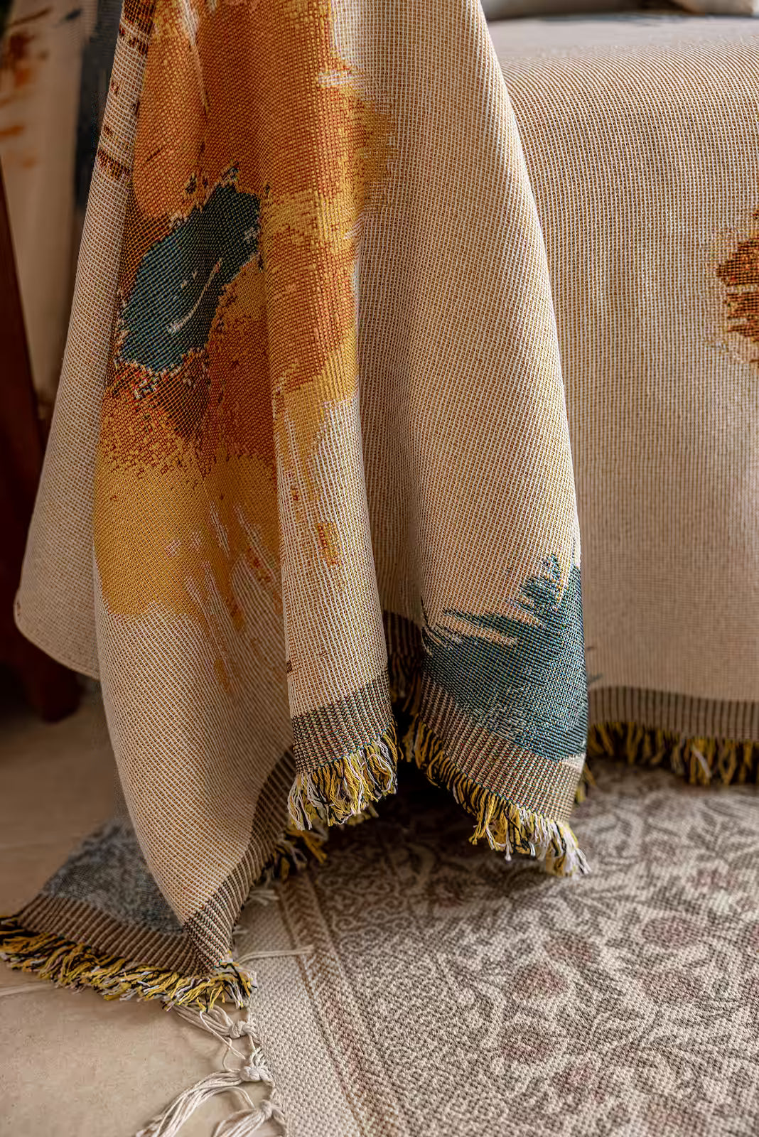 Floral Oil-Painting Pet Sofa Cover