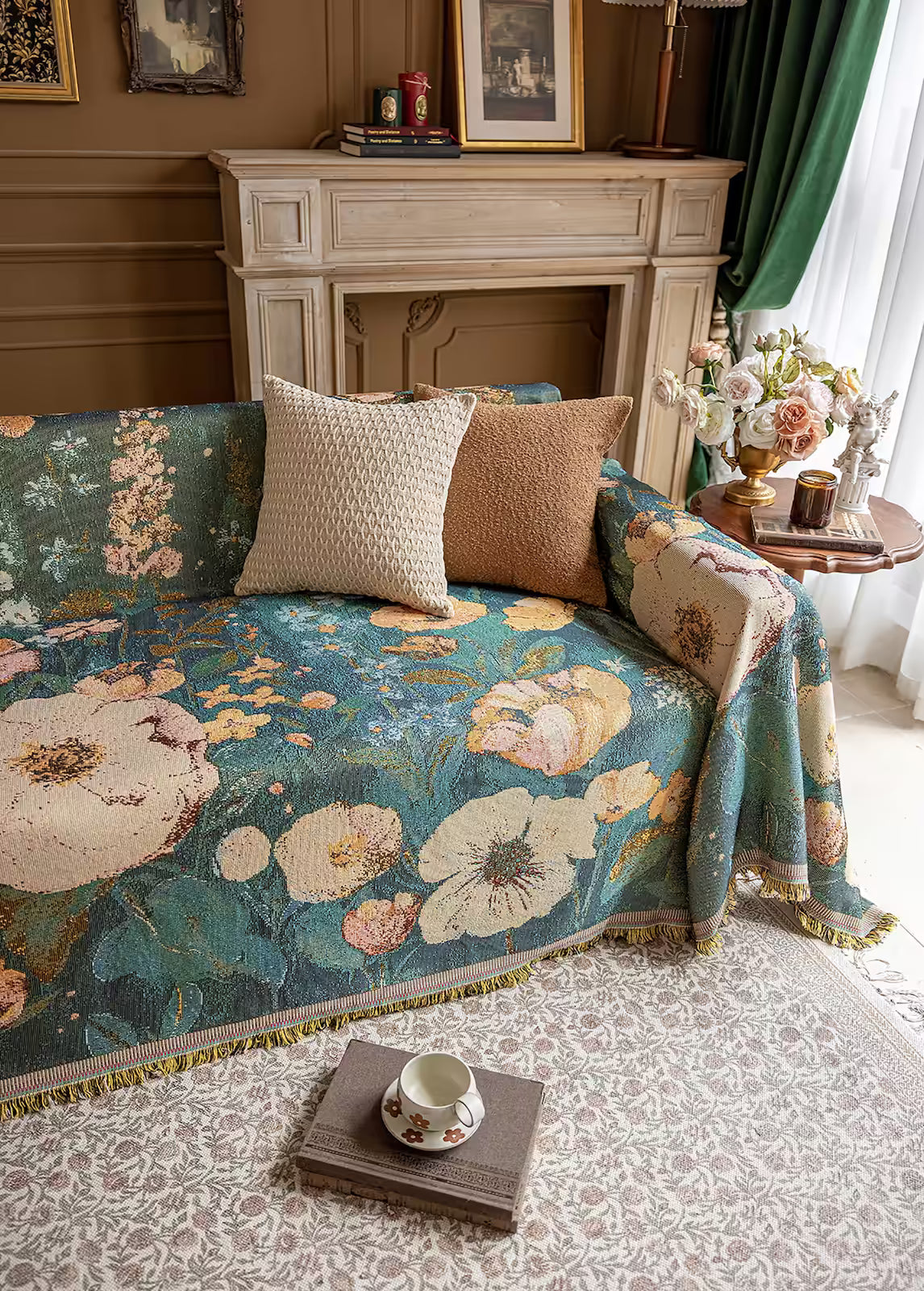 Floral Oil-Painting Pet Sofa Cover