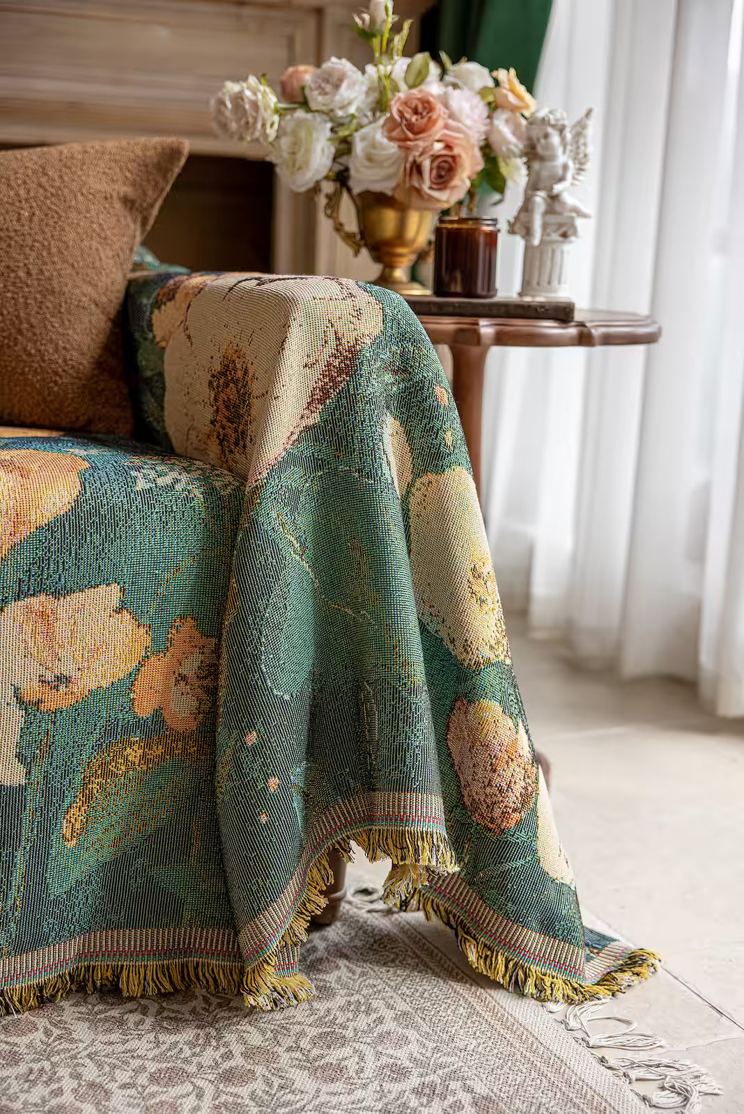 Floral Oil-Painting Pet Sofa Cover