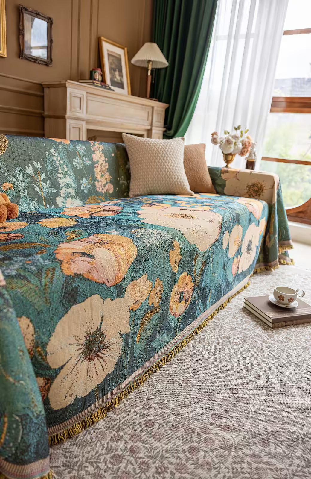 Floral Oil-Painting Pet Sofa Cover