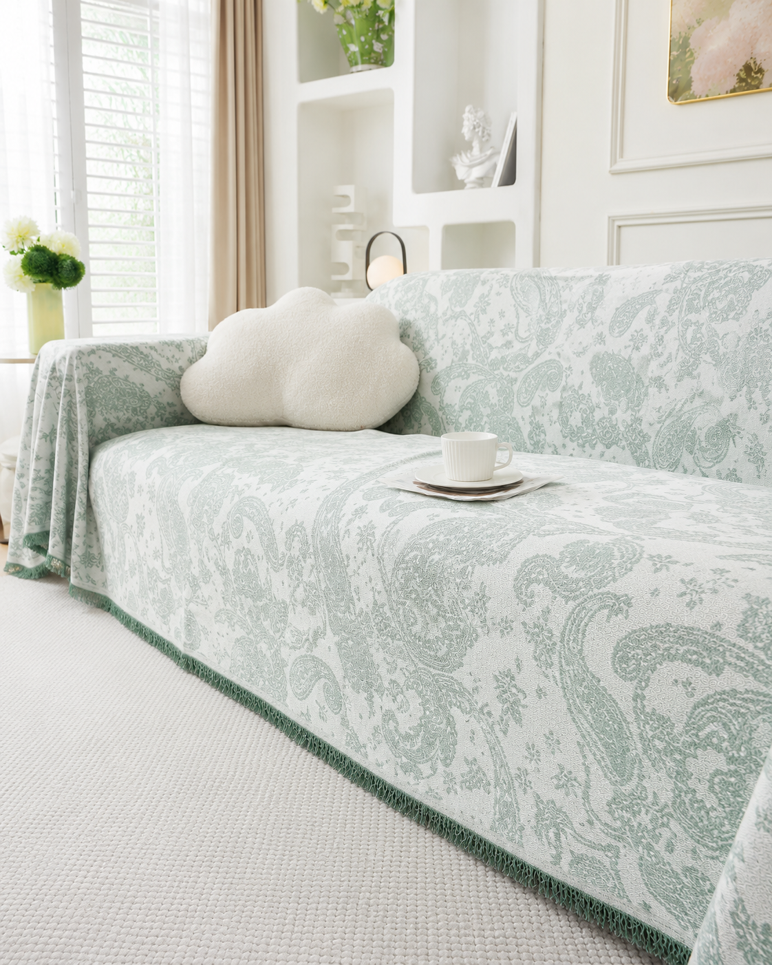 Paisley Faux Linen Pet Sofa Cover